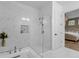 Modern bathroom with marble shower and separate soaking tub at 2309 Depauw Ave, Orlando, FL 32804