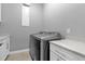 Laundry room with modern washer and dryer, and white cabinets at 2309 Depauw Ave, Orlando, FL 32804