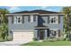 Two-story house with neutral siding, dark brown accents, and a two-car garage at 33463 Copper Hill Way, Sorrento, FL 32776