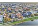 A beautiful view of the neighborhood with several homes near a lake in this aerial view at 4912 Atwood Dr, Orlando, FL 32828
