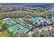 Overhead view showcasing tennis courts, a community pool, clubhouse, and verdant green space at 4912 Atwood Dr, Orlando, FL 32828