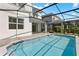 Backyard featuring a screened in pool with a view of the house at 7343 Oakmoss Loop, Davenport, FL 33837