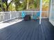 Enjoy the backyard view on this back deck with seating and a white railing at 9263 Lake Lotta Cir, Gotha, FL 34734