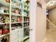 Organized walk-in pantry with ample shelving and storage space at 120 W Magnolia Ave, Howey In The Hills, FL 34737