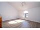 Bright bedroom with vaulted ceiling, ceiling fan, and arched window at 4765 Capri Pl # 209, Orlando, FL 32811