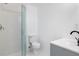 Modern bathroom featuring a glass shower door, updated fixtures, and a new vanity at 1113 Leeward Dr, Deltona, FL 32738