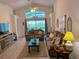 Cozy living room with comfortable seating and views of the screened-in pool area at 2609 Summer Creek Dr, Kissimmee, FL 34747
