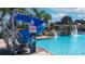 Fun blue waterslide at the resort pool at 3071 Beach Palm Ave, Kissimmee, FL 34747