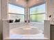 Stylish bathroom with a soaking tub and natural light at 8130 Yellow Crane Dr, Kissimmee, FL 34747