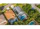 Birds eye view of this single Gathering residence showing the screened in pool and proximity to neighboring properties at 12918 Hunters Vista Blvd, Orlando, FL 32837
