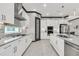 Modern kitchen with stainless steel appliances, granite countertops, and white cabinetry at 247 Hampton Loop, Davenport, FL 33837