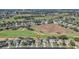 Golf community aerial view showcasing homes nestled near lush green fairways and mature trees at 1012 Everest St, Clermont, FL 34711