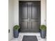 Elegant double front doors with potted plants on either side at 25974 High Hampton Cir, Sorrento, FL 32776