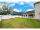 This spacious backyard features green grass, a white fence, and ample space for outdoor activities and gatherings at 3966 Avalon Park West Blvd, Orlando, FL 32828