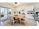 Bright dining room featuring a pendant light fixture, modern decor, and a sliding glass door at 651 Tortugas St, Haines City, FL 33844