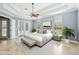Spacious main bedroom featuring a tray ceiling, neutral tones, and access to the backyard at 6533 Cartmel Ln, Windermere, FL 34786