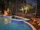 Screened in outdoor pool featuring a water fountain feature and mature landscaping at 6533 Cartmel Ln, Windermere, FL 34786