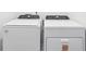 Laundry area with white, modern, front-loading washer and dryer units at 4031 Cooperleaf Ln, Poinciana, FL 34759