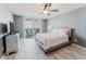 Bright main bedroom with a beachfront balcony and stylish decor at 111 S Atlantic Ave # 301, Ormond Beach, FL 32176