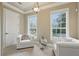 Comfortable sitting area with neutral tones offering backyard views through large windows at 2438 River Rise Ct, Orlando, FL 32828