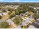 This aerial showcases a suburban neighborhood with neatly arranged homes, manicured lawns, and tree canopies providing ample shade at 13713 Meadowpark Ave, Orlando, FL 32826