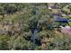 Aerial view shows property, community access to waterway and mature tree coverage at 27622 Lois Dr, Tavares, FL 32778