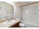 Bathroom with a shower-tub combination and a granite vanity top at 330 Pheasant Dr, Haines City, FL 33844