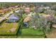 Aerial view featuring backyard pool area, with a lush green lawn and manicured landscaping at 8585 Cypress Ridge Ct, Sanford, FL 32771