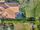 Aerial view featuring backyard pool area, with a lush green lawn and manicured landscaping at 8585 Cypress Ridge Ct, Sanford, FL 32771