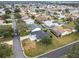 Community aerial view highlighting manicured lawns, mature trees, and well-spaced homes on a quiet street at 2488 Cherokee Ct, The Villages, FL 32162