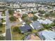 Overhead view of the property within a well-established neighborhood, showing street and surrounding homes at 2488 Cherokee Ct, The Villages, FL 32162