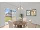 Bright dining area with a round table, stylish chairs, and a view of the backyard through sliding glass doors at 817 Sheen Cir, Haines City, FL 33844