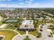 Aerial view showcasing the community clubhouse, pool, tennis courts, playground, and parking area at 15863 Citrus Grove Loop, Winter Garden, FL 34787