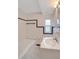 Clean bathroom with a shower-tub combo, and sleek sink with black and white accents at 1604 Roosevelt Ave, Orlando, FL 32804