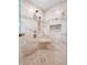 Glass shower with built in seating and dual shower heads at 19709 W Eldorado Dr, Eustis, FL 32736