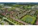 Aerial view of condos in a neighborhood with pond at 569 La Mirage St, Davenport, FL 33897