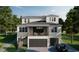 Back exterior featuring a second-story balcony, two-car garage, and staircase leading to the entrance at 572 Sanctuary Golf Pl, Apopka, FL 32712