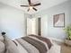 Comfortable bedroom with a ceiling fan, neutral walls, tile floor, and closet space at 6408 Ridge Ter, Orlando, FL 32810