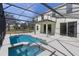 Backyard pool with screened enclosure, hot tub, and outdoor patio, perfect for relaxing and entertaining at 9026 Paolos Pl, Kissimmee, FL 34747