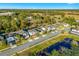 Aerial view of homes near a pond, displaying well-maintained lawns and a tranquil, green community at 1208 Patterson Ter, Lake Mary, FL 32746