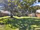 A grassy backyard surrounded by trees and wooden fences, creating a serene outdoor space at 176 Balfour Dr # 4, Winter Park, FL 32792