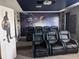 A high-tech home theater room, featuring immersive galaxy-themed decor and luxurious reclining seats at 2800 Simile St, Kissimmee, FL 34746