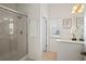 Bathroom features a glass-enclosed shower and a vanity with tasteful decor at 2976 Saint George St, Orlando, FL 32814