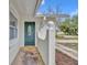 View of the front entrance featuring an updated door, freshly painted exterior, and contemporary accents at 807 Vercelli St, Deltona, FL 32725