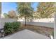 Backyard featuring a small green hedge, vinyl fence and tree providing great shade at 9559 Silver Buttonwood St, Orlando, FL 32832