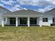 Spacious backyard featuring a covered patio with large sliding glass doors for seamless indoor-outdoor living at 16880 Muskgrass Dr, Winter Garden, FL 34787