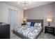 Comfortable bedroom with a gray accent wall, lamps on nightstands, and a plush gray carpet at 351 Ocean Course Ave, Davenport, FL 33896