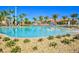 Resort-style swimming pool with palm trees and landscaped surroundings under a clear blue sky at 351 Ocean Course Ave, Davenport, FL 33896