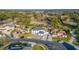 Neighborhood aerial view highlighting the home's location on a cul-de-sac, surrounded by lush greenery and well-maintained properties at 352 Radisson Pl, Oviedo, FL 32765