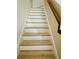 Staircase with wood treads and white risers, leading to the upper level at 561 Telfair Square Ct, Sanford, FL 32771